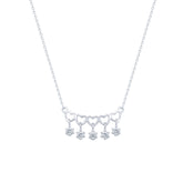 عصفور كريستال سلسلة فضة عيار 925 بتصميم زخرفي علي شكل قلوب مرصعة بالزركون